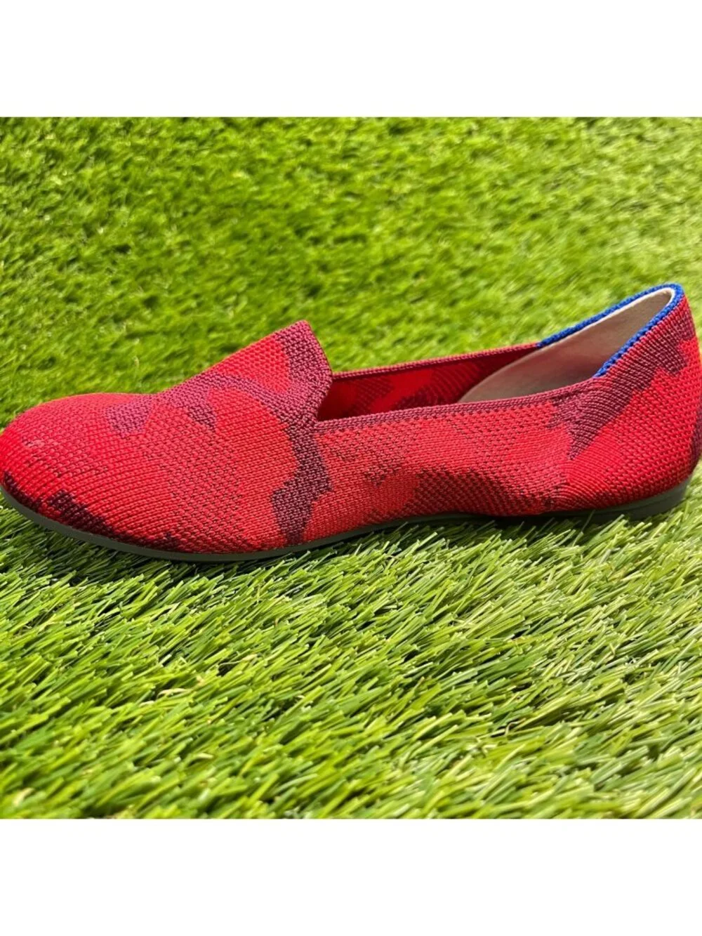 Rothy's The Loafer Girls Size 1Y Red Camo Blue Casual Slip On Ballet Flats Shoes